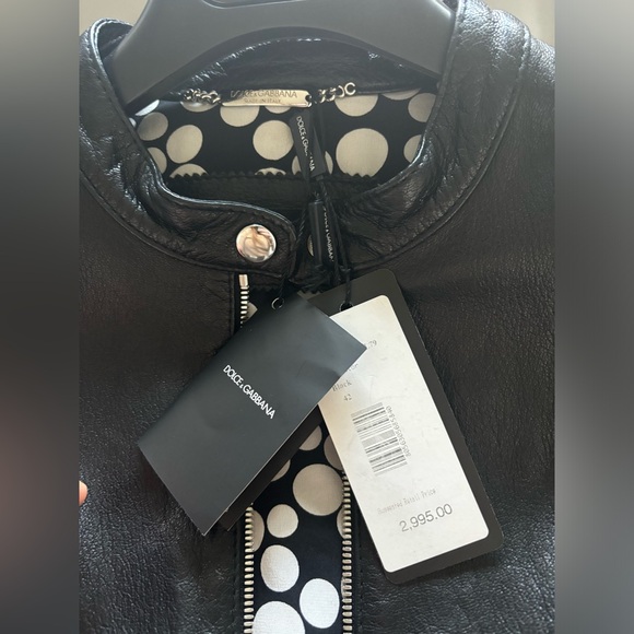 Dolce & Gabbana Woman's Black Leather Jacket, Size 42 - Picture 8 of 13